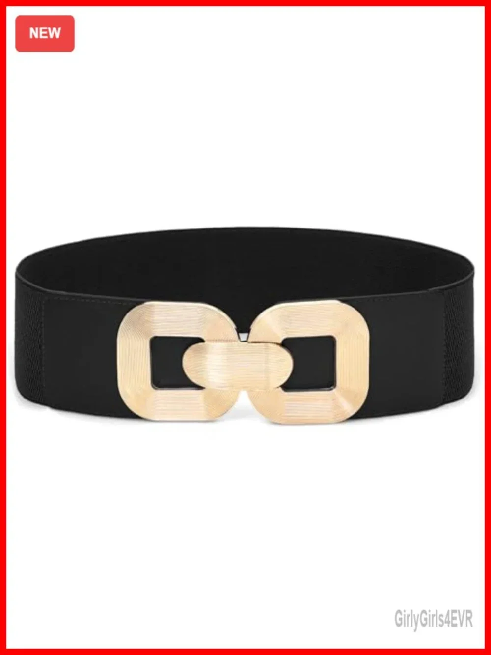 Wide Elastic Waist Belt for Dresses Stretchy Belt with Gold Buckle